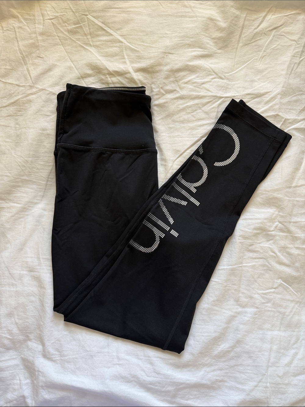 Calvin Klein Kids Black Leggings with Rhinestone Logo